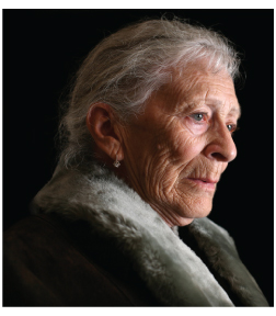Closeup portrait of depressed elderly woman