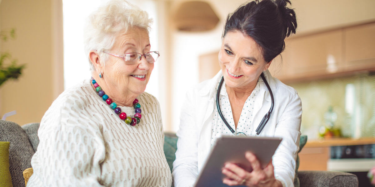 Nurse discussing care options with client