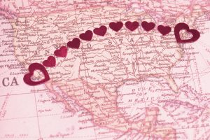 US map CA to NY depicting long-distance caregiving